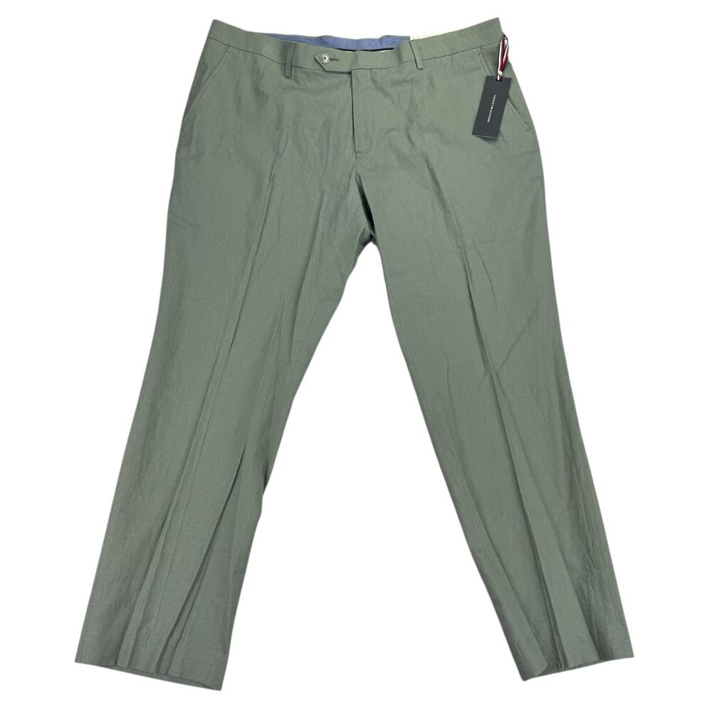 Tommy Hilfiger Mens Hall Modern Fit Linen Blend Suit Pants Sage Green 38x29